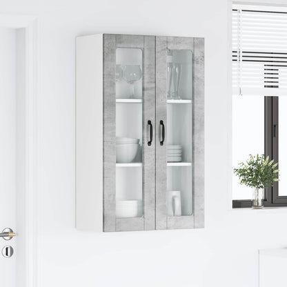 vidaXL Wall Glass Cabinet PORTO Concrete Grey 60 x 31 x 100 cm