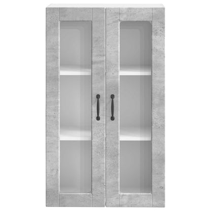 vidaXL Wall Glass Cabinet PORTO Concrete Grey 60 x 31 x 100 cm