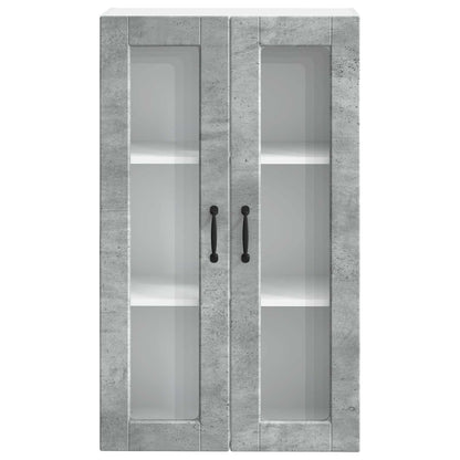 vidaXL Wall Glass Cabinet PORTO Concrete Grey 60 x 31 x 100 cm
