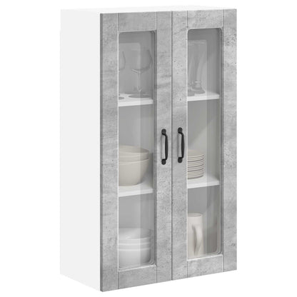 vidaXL Wall Glass Cabinet PORTO Concrete Grey 60 x 31 x 100 cm