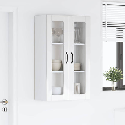 vidaXL Wall Glass Cabinet PORTO High Gloss White 60 x 31 x 100 cm