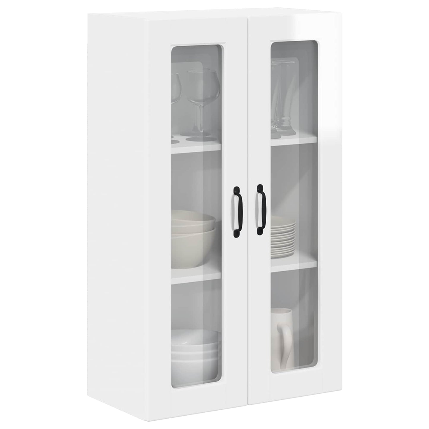 vidaXL Wall Glass Cabinet PORTO High Gloss White 60 x 31 x 100 cm
