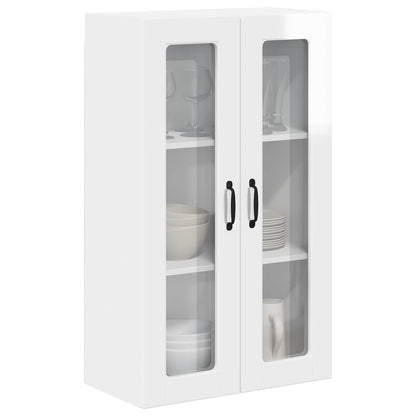 vidaXL Wall Glass Cabinet PORTO High Gloss White 60 x 31 x 100 cm