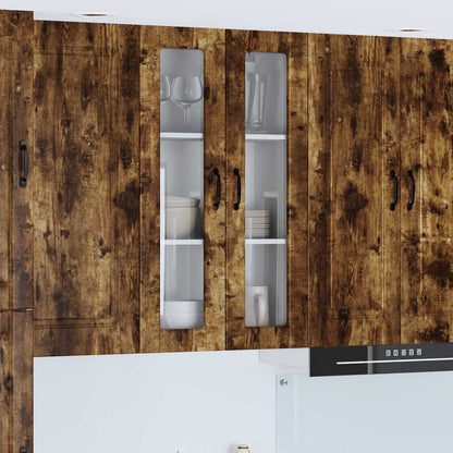 vidaXL Wall Glass Cabinet PORTO Smoked Oak 60 x 31 x 100 cm