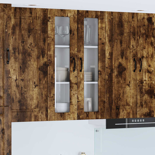 vidaXL Wall Glass Cabinet PORTO Smoked Oak 60 x 31 x 100 cm