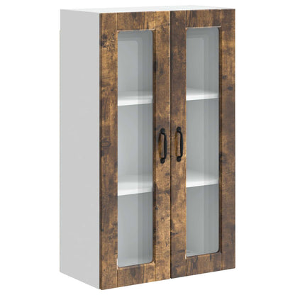 vidaXL Wall Glass Cabinet PORTO Smoked Oak 60 x 31 x 100 cm