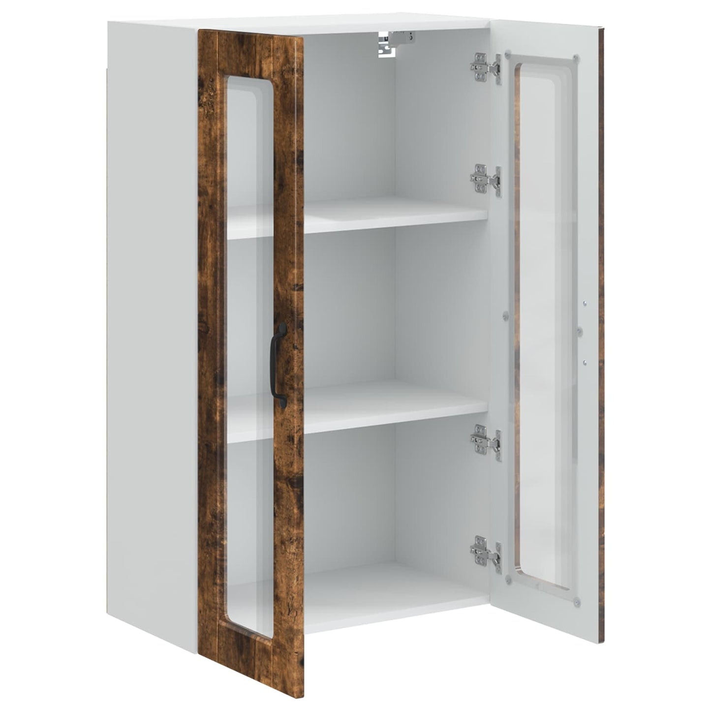 vidaXL Wall Glass Cabinet PORTO Smoked Oak 60 x 31 x 100 cm