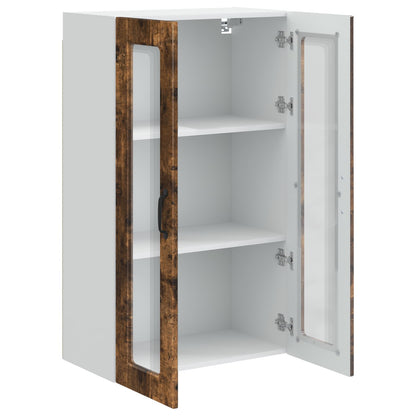 vidaXL Wall Glass Cabinet PORTO Smoked Oak 60 x 31 x 100 cm