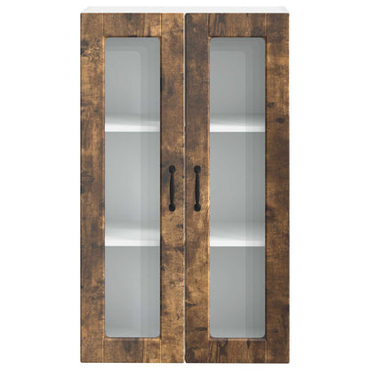 vidaXL Wall Glass Cabinet PORTO Smoked Oak 60 x 31 x 100 cm