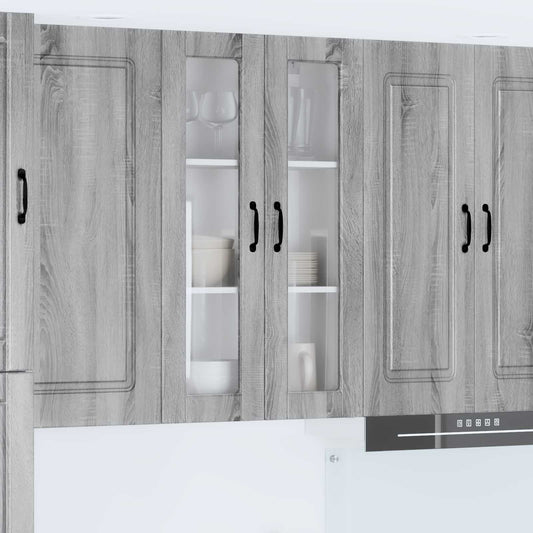 vidaXL Wall Glass Cabinet PORTO Grey Sonoma 60 x 31 x 100 cm