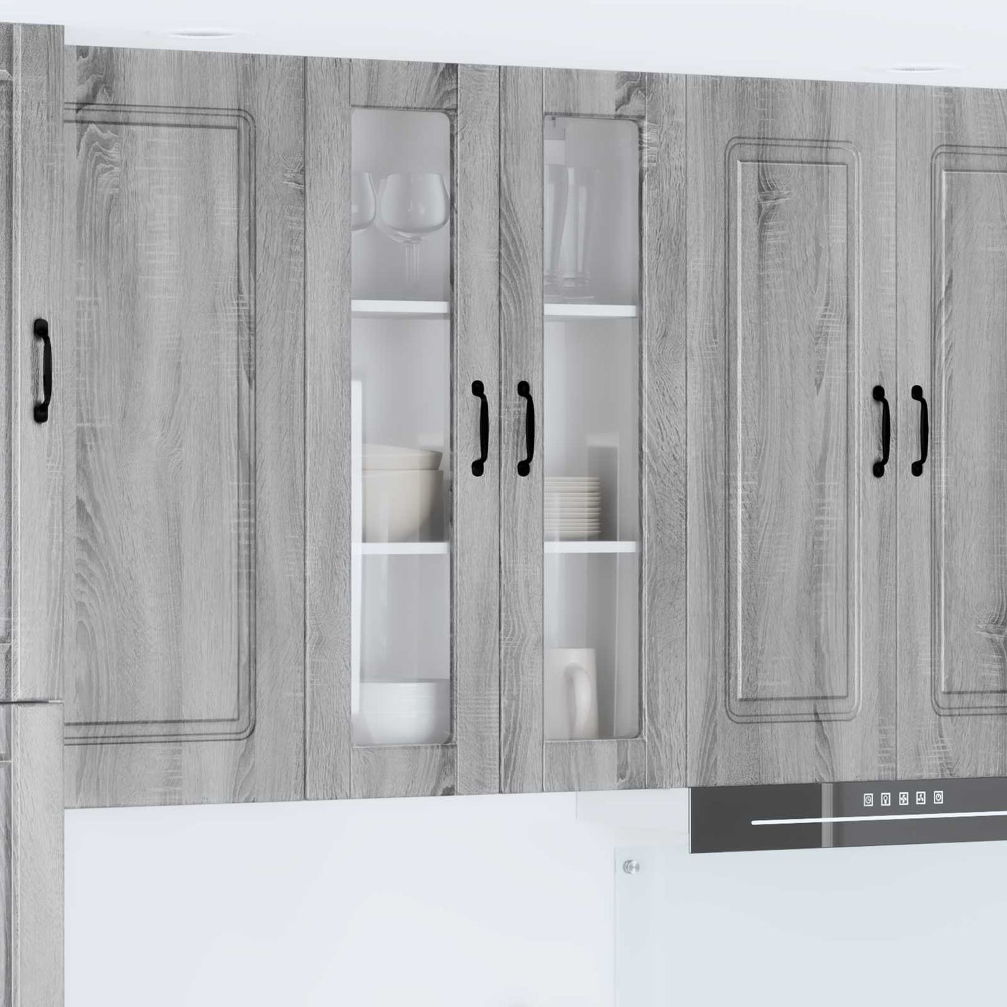 vidaXL Wall Glass Cabinet PORTO Grey Sonoma 60 x 31 x 100 cm