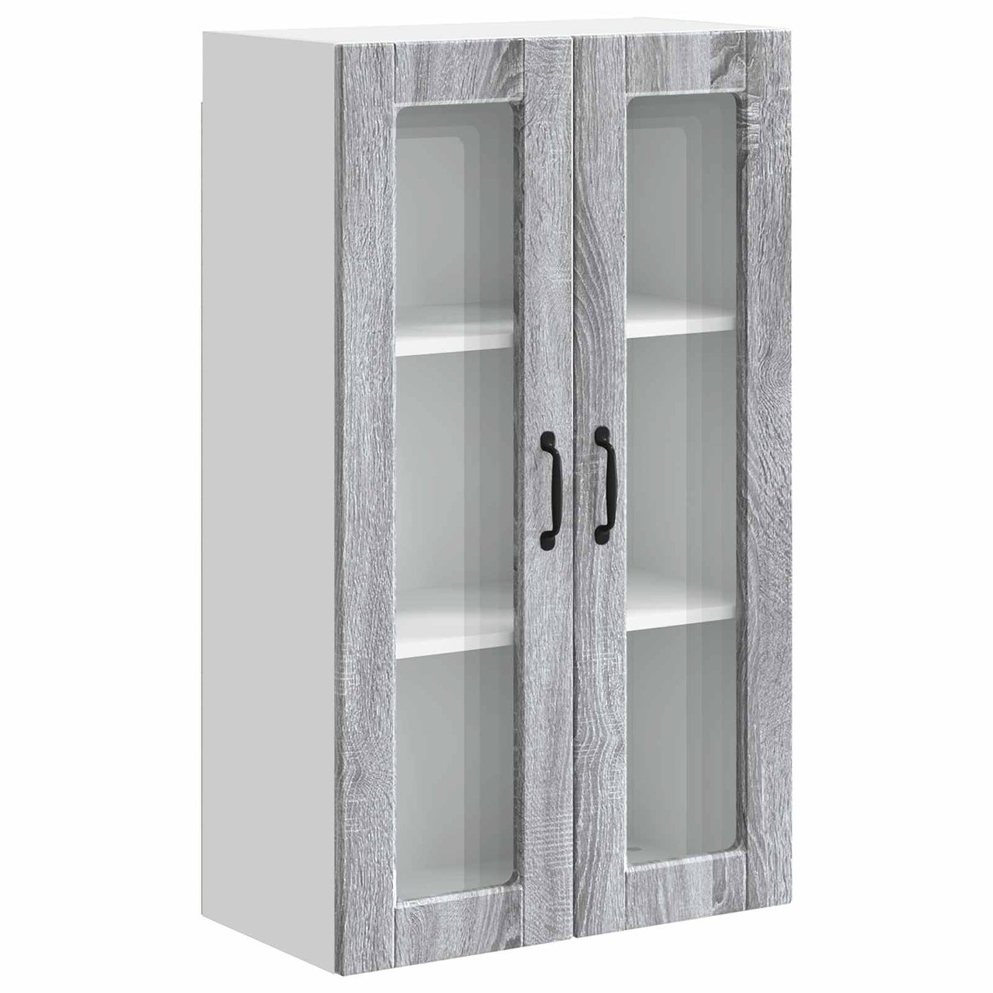 vidaXL Wall Glass Cabinet PORTO Grey Sonoma 60 x 31 x 100 cm