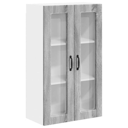 vidaXL Wall Glass Cabinet PORTO Grey Sonoma 60 x 31 x 100 cm