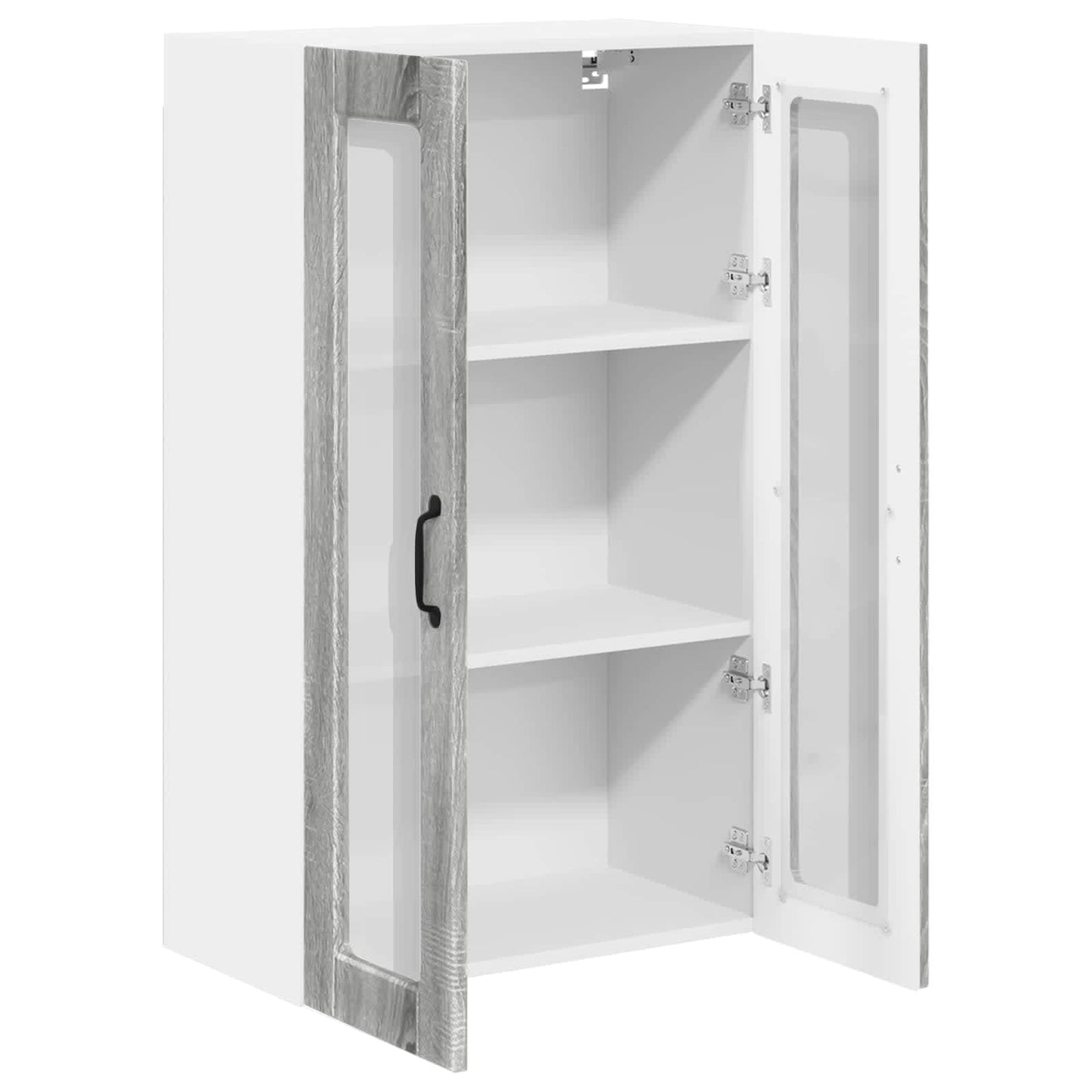 vidaXL Wall Glass Cabinet PORTO Grey Sonoma 60 x 31 x 100 cm