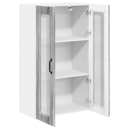 vidaXL Wall Glass Cabinet PORTO Grey Sonoma 60 x 31 x 100 cm