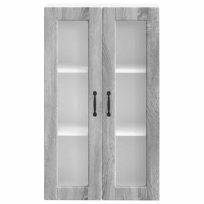 vidaXL Wall Glass Cabinet PORTO Grey Sonoma 60 x 31 x 100 cm