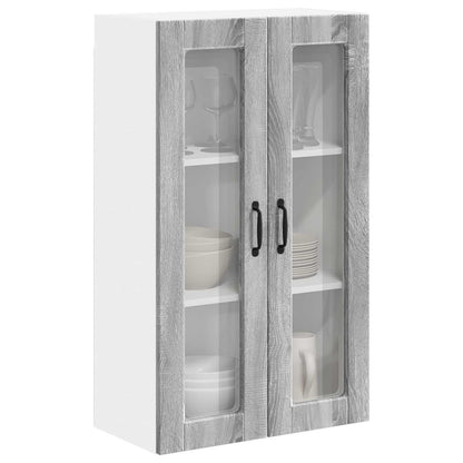 vidaXL Wall Glass Cabinet PORTO Grey Sonoma 60 x 31 x 100 cm