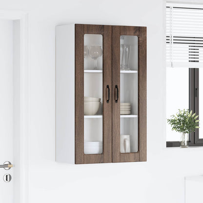 vidaXL Wall Glass Cabinet PORTO Brown Oak 60 x 31 x 100 cm