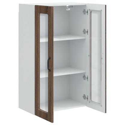 vidaXL Wall Glass Cabinet PORTO Brown Oak 60 x 31 x 100 cm