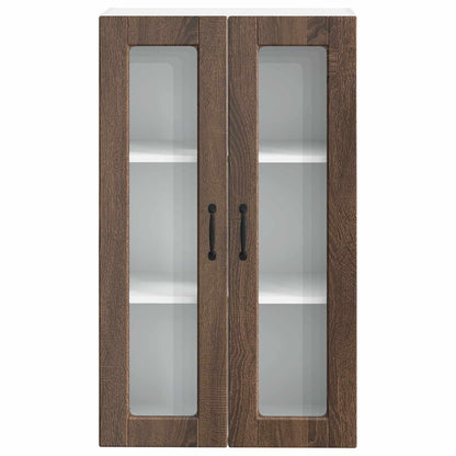 vidaXL Wall Glass Cabinet PORTO Brown Oak 60 x 31 x 100 cm