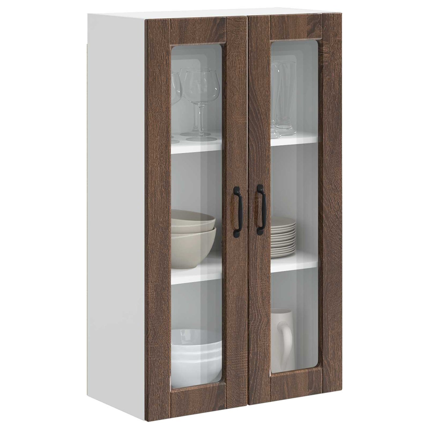 vidaXL Wall Glass Cabinet PORTO Brown Oak 60 x 31 x 100 cm