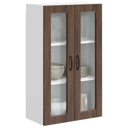 vidaXL Wall Glass Cabinet PORTO Brown Oak 60 x 31 x 100 cm