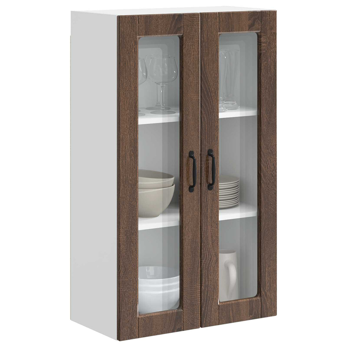 vidaXL Wall Glass Cabinet PORTO Brown Oak 60 x 31 x 100 cm