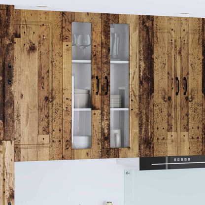 vidaXL Wall Glass Cabinet PORTO Old Wood 60 x 31 x 100 cm