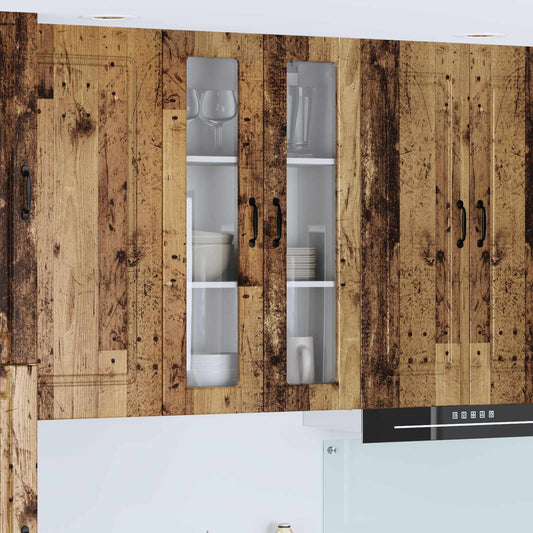 vidaXL Wall Glass Cabinet PORTO Old Wood 60 x 31 x 100 cm