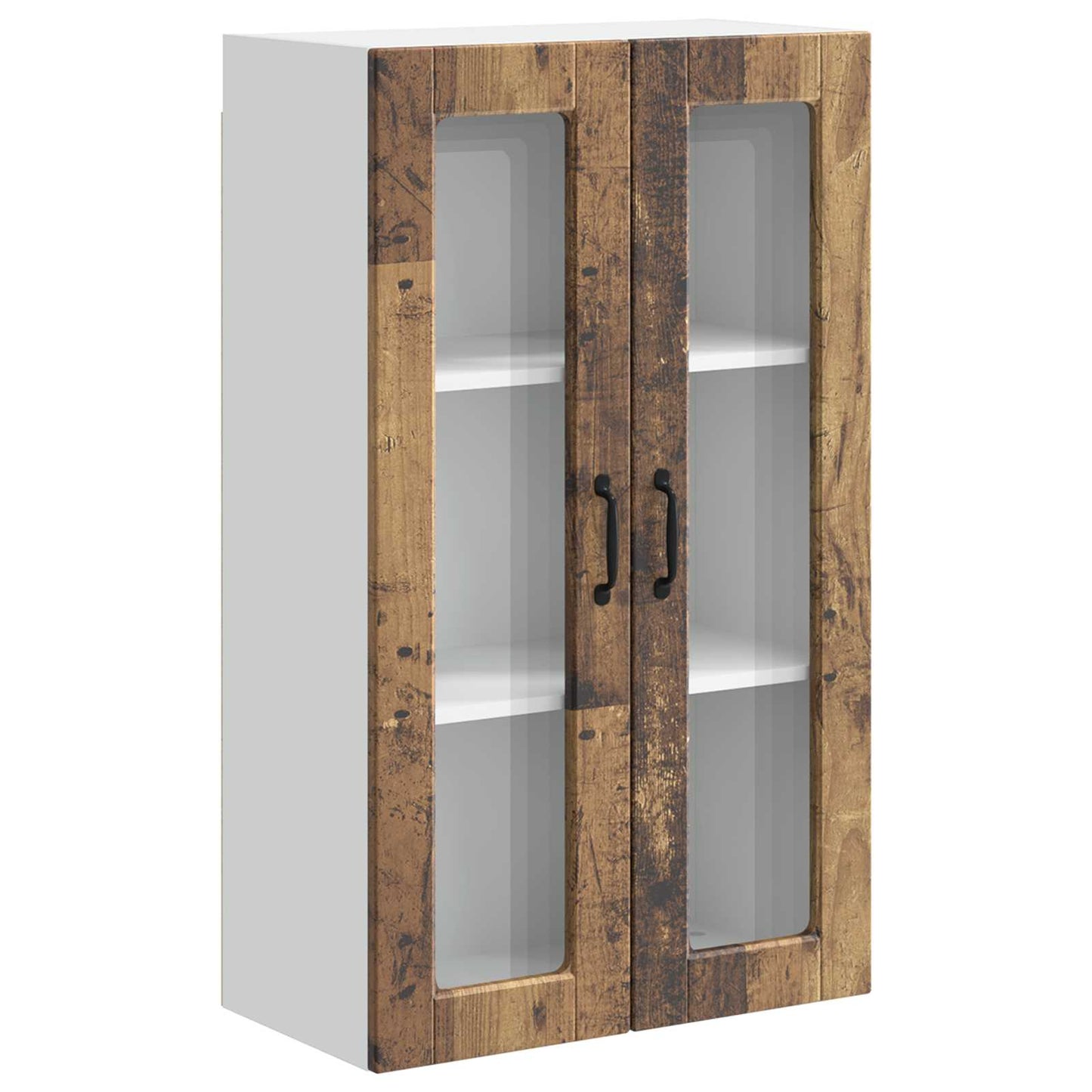 vidaXL Wall Glass Cabinet PORTO Old Wood 60 x 31 x 100 cm