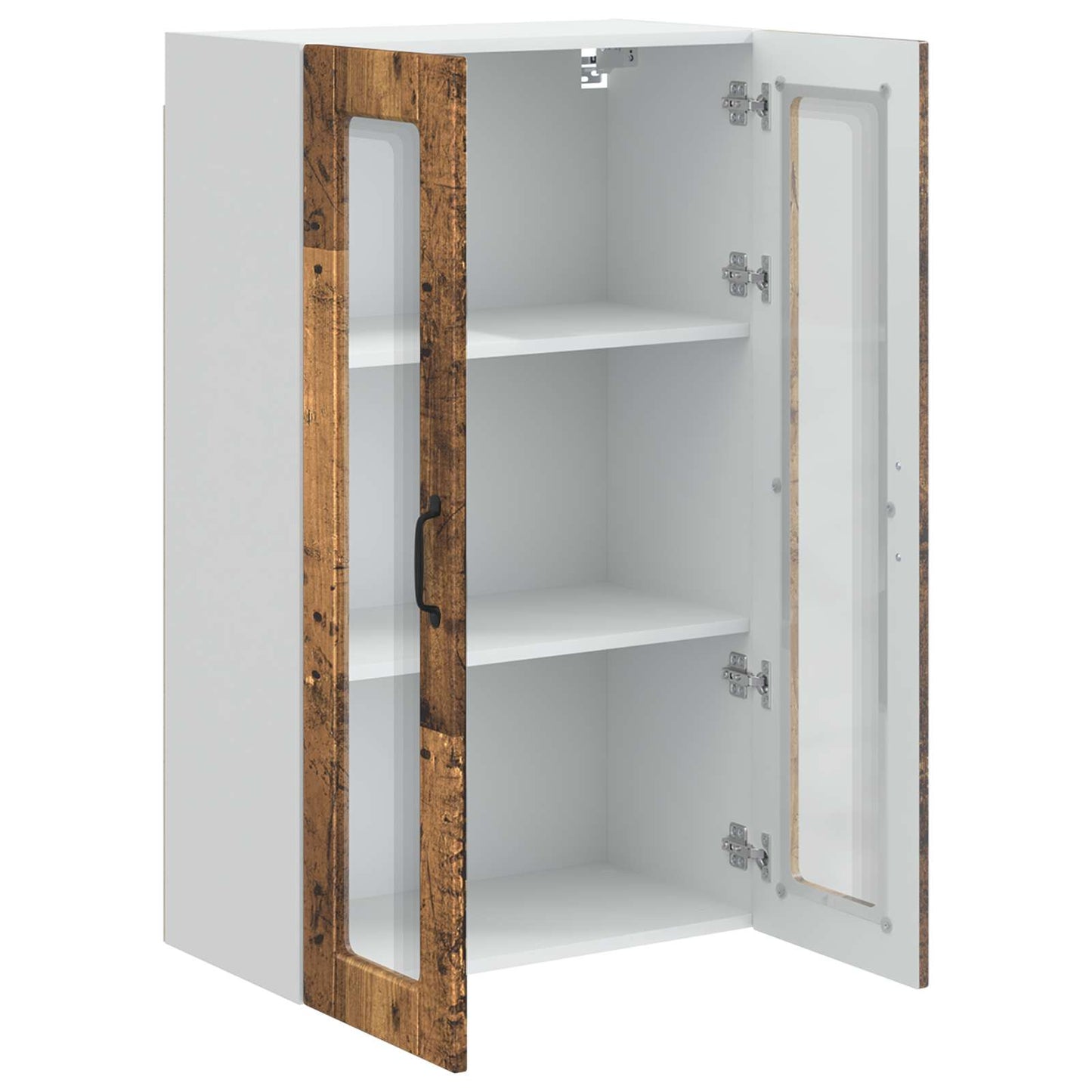 vidaXL Wall Glass Cabinet PORTO Old Wood 60 x 31 x 100 cm