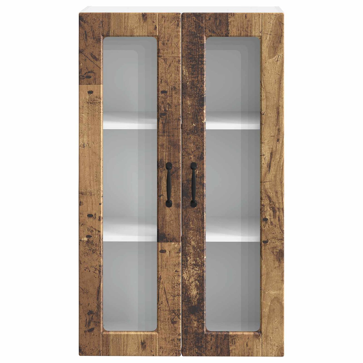 vidaXL Wall Glass Cabinet PORTO Old Wood 60 x 31 x 100 cm