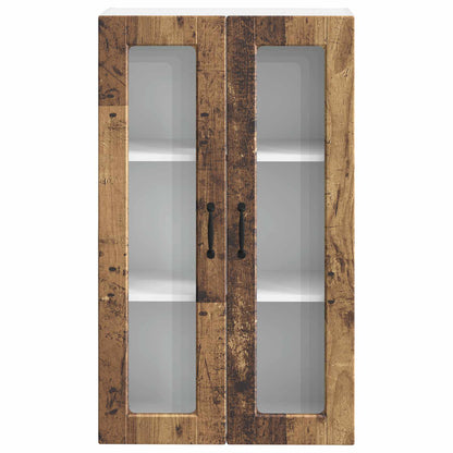 vidaXL Wall Glass Cabinet PORTO Old Wood 60 x 31 x 100 cm