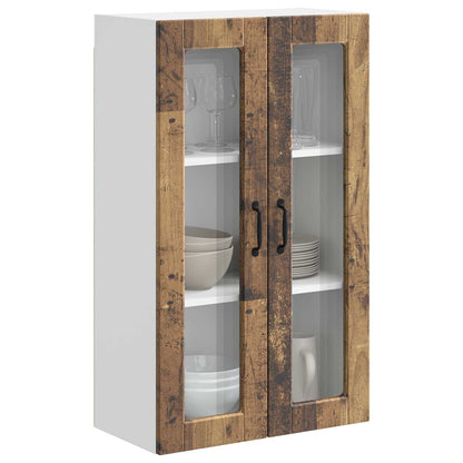vidaXL Wall Glass Cabinet PORTO Old Wood 60 x 31 x 100 cm