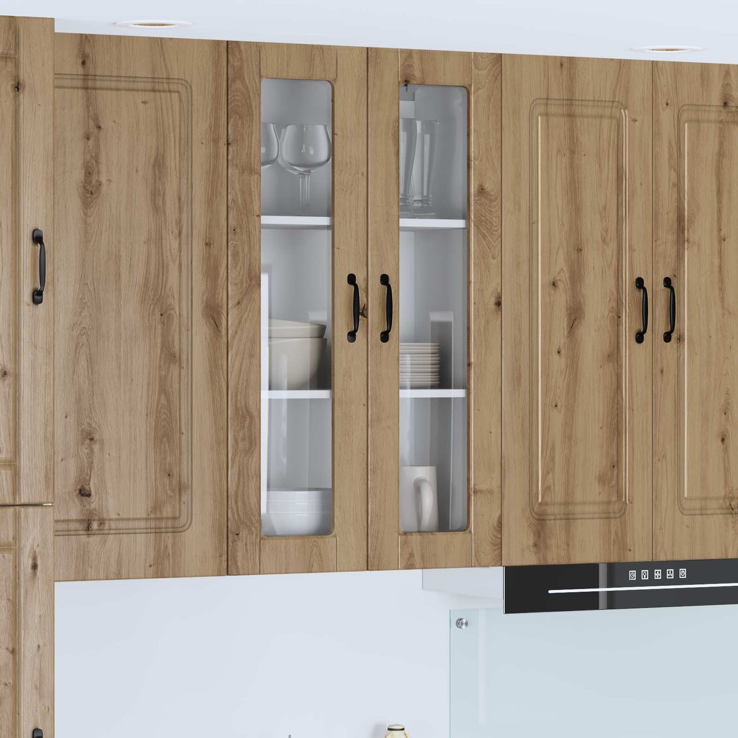 vidaXL Wall Glass Cabinet PORTO Artisan Oak 60 x 31 x 100 cm