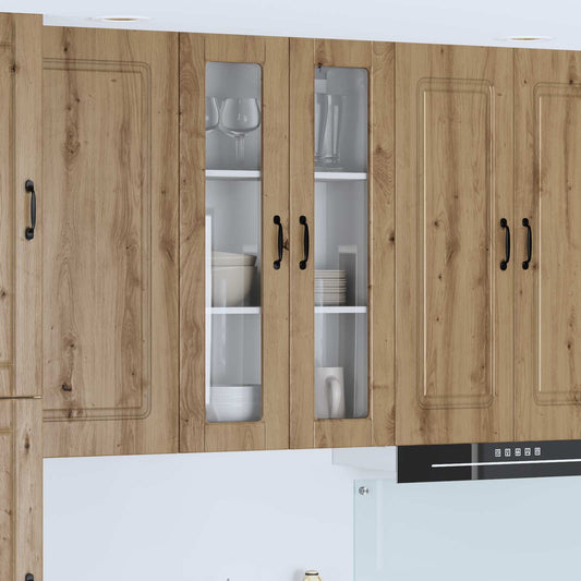 vidaXL Wall Glass Cabinet PORTO Artisan Oak 60 x 31 x 100 cm