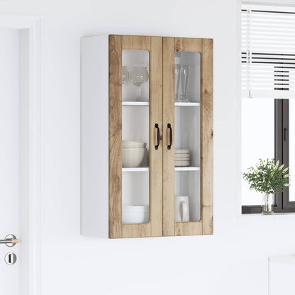 vidaXL Wall Glass Cabinet PORTO Artisan Oak 60 x 31 x 100 cm