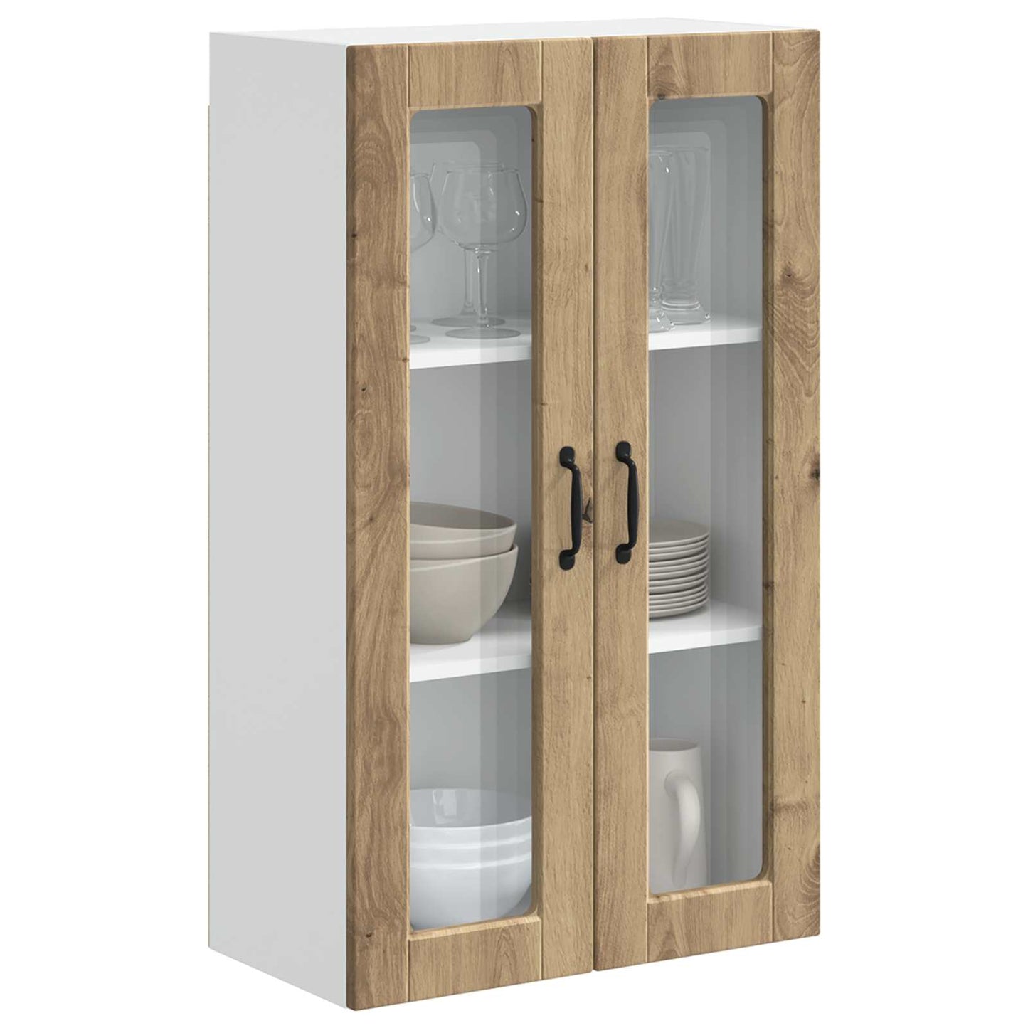vidaXL Wall Glass Cabinet PORTO Artisan Oak 60 x 31 x 100 cm