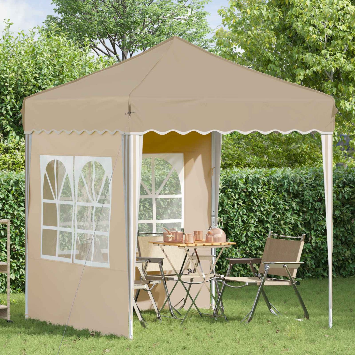 vidaXL Pop-up Party Tent 195 x 195 x 245 cm Cream Oxford Fabric