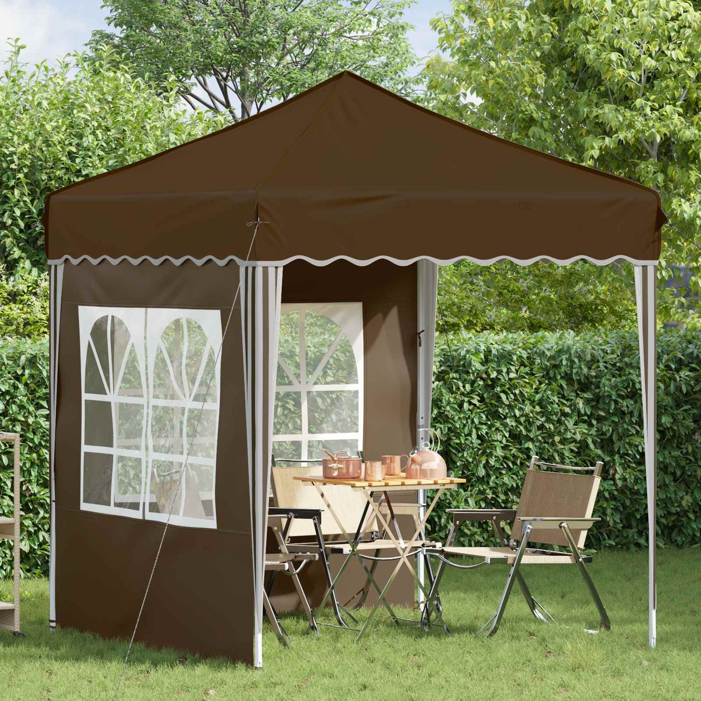 vidaXL Pop-up Party Tent 195 x 195 x 245 cm Taupe Oxford Fabric