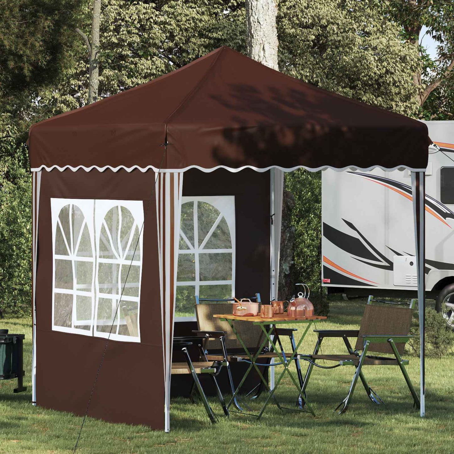 vidaXL Pop-up Party Tent 195 x 195 x 245 cm Brown Oxford Fabric