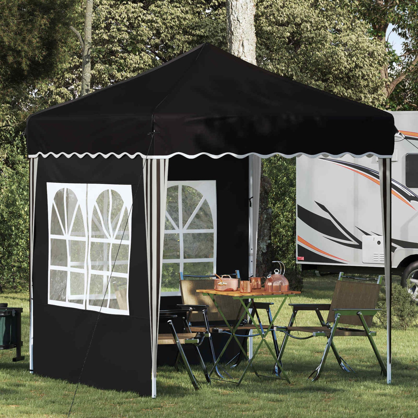 vidaXL Pop-up Party Tent 195 x 195 x 245 cm Black Oxford Fabric