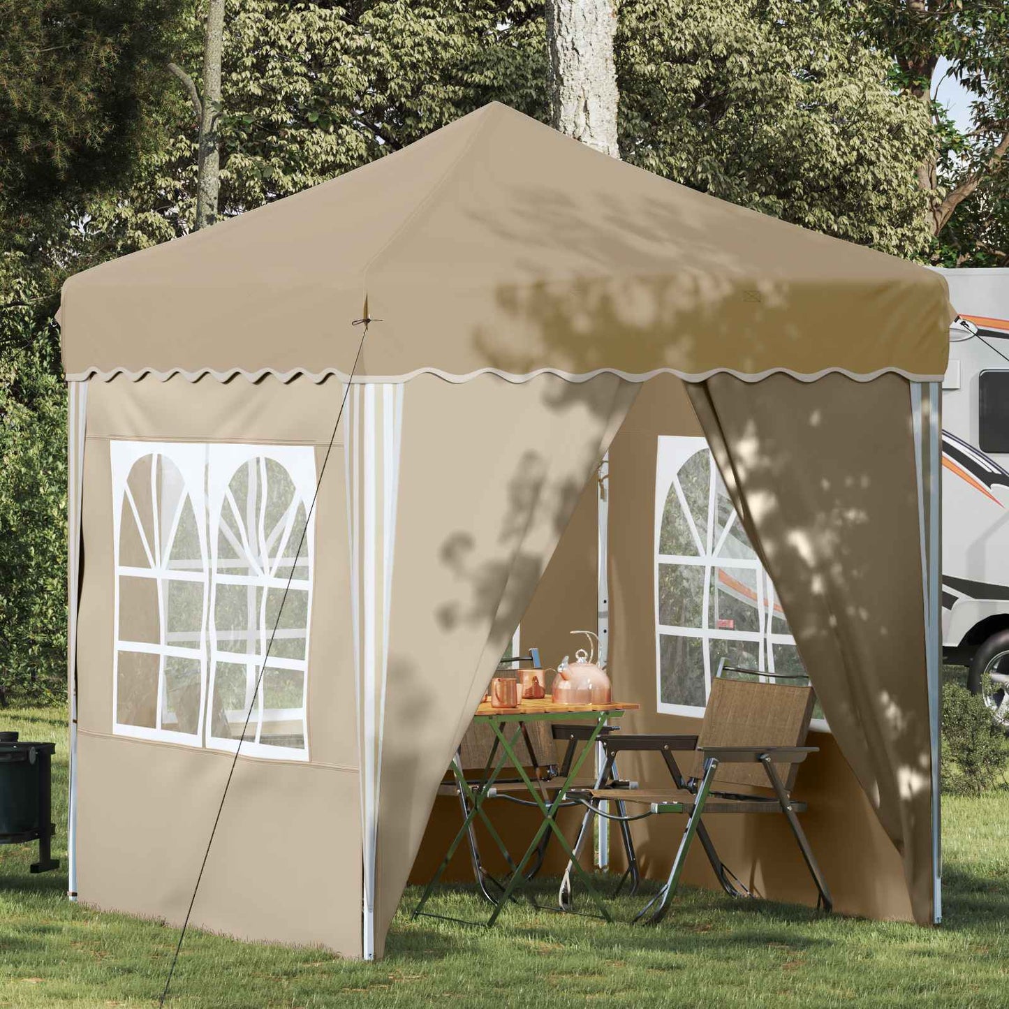 vidaXL Pop-up Party Tent 195 x 195 x 245 cm Cream Oxford Fabric