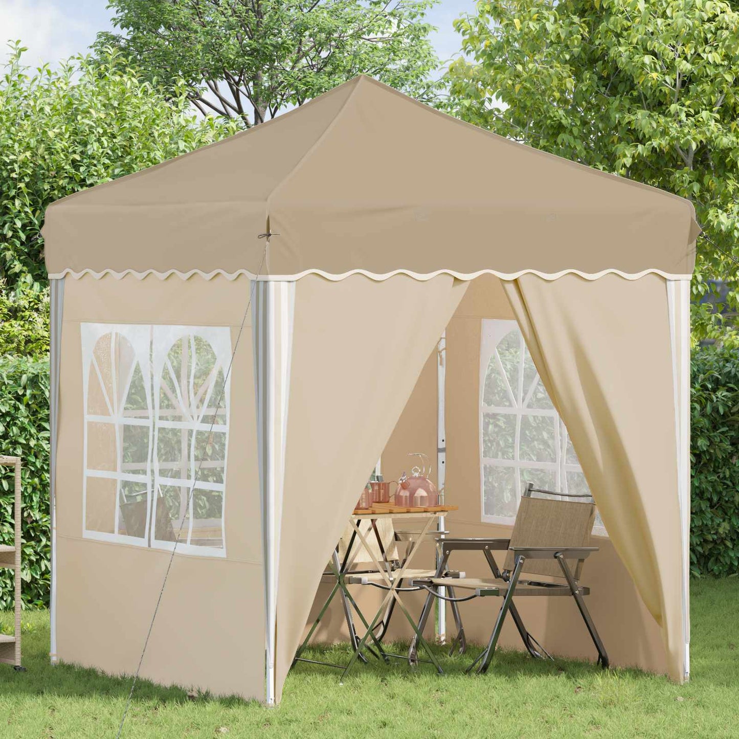 vidaXL Pop-up Party Tent 195 x 195 x 245 cm Cream Oxford Fabric