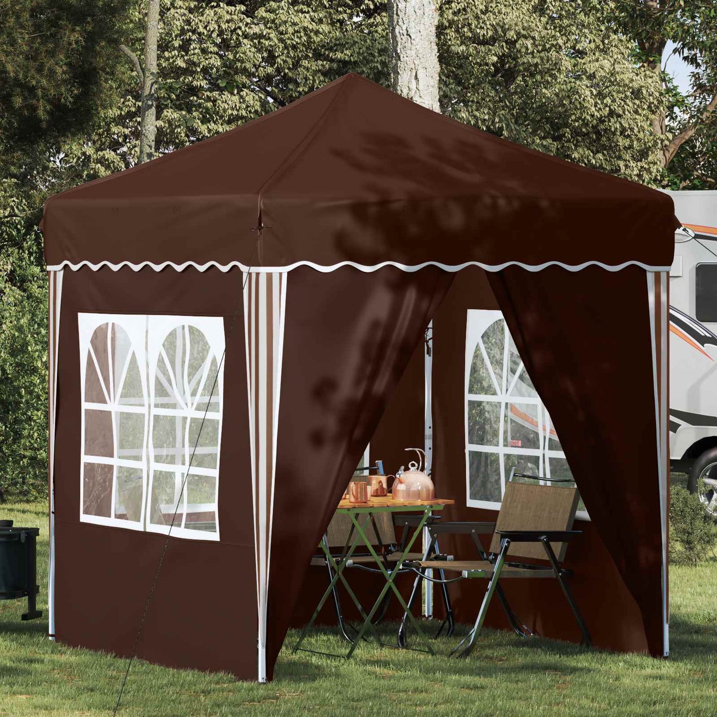 vidaXL Pop-up Party Tent 195 x 195 x 245 cm Brown Oxford Fabric