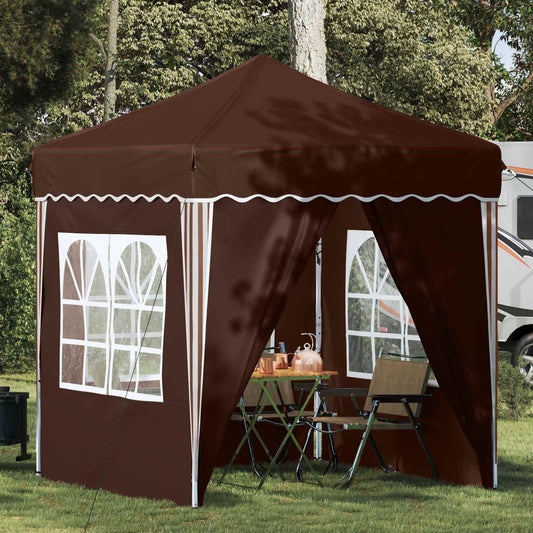 vidaXL Pop-up Party Tent 195 x 195 x 245 cm Brown Oxford Fabric