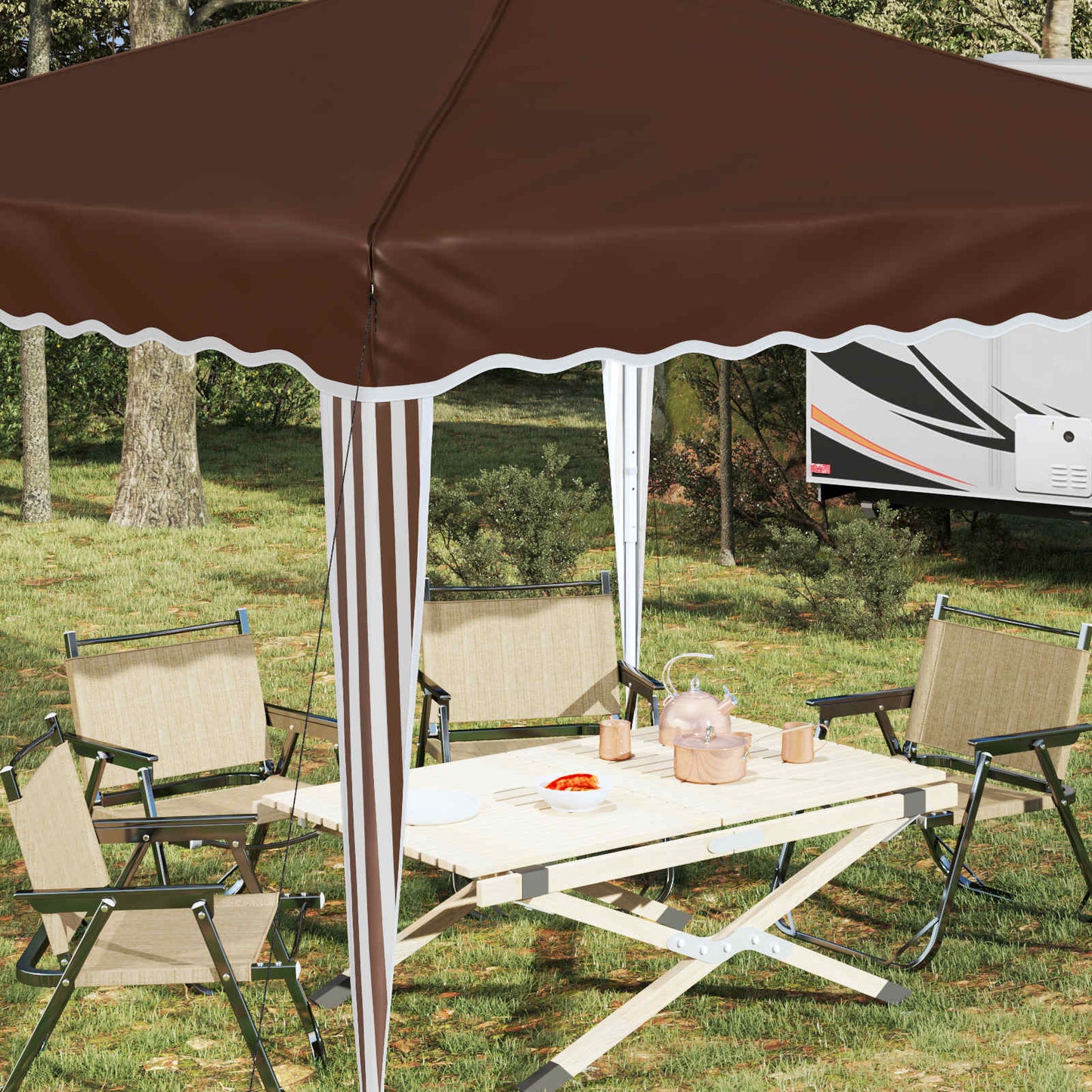 vidaXL Pop-up Party Tent 288 x 288 x 245 cm Brown Oxford Fabric