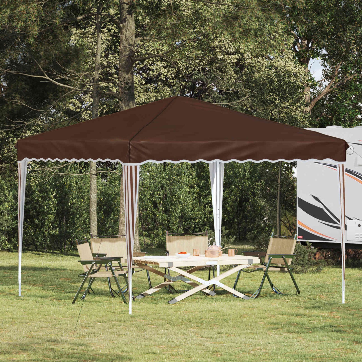 vidaXL Pop-up Party Tent 288 x 288 x 245 cm Brown Oxford Fabric