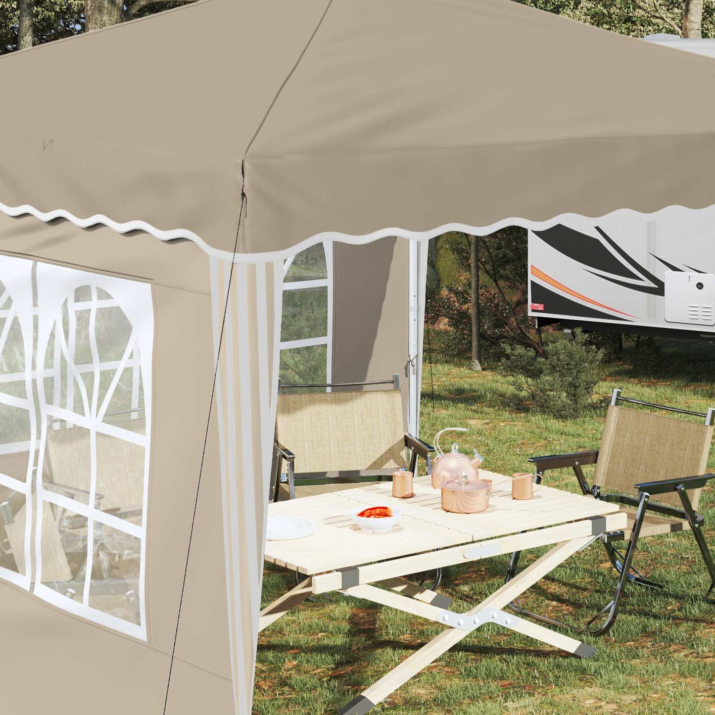 vidaXL Pop-up Party Tent 288 x 288 x 245 cm Cream Oxford Fabric