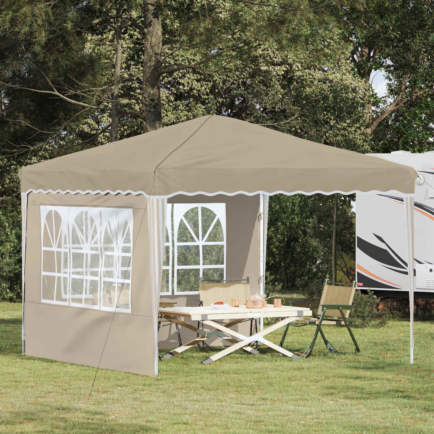 vidaXL Pop-up Party Tent 288 x 288 x 245 cm Cream Oxford Fabric